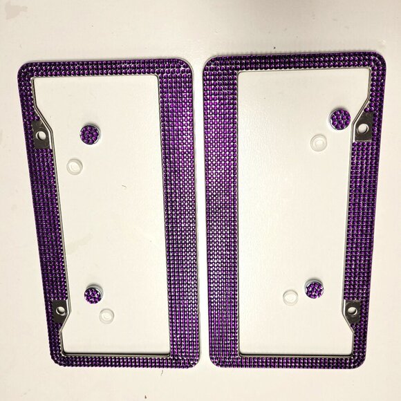 Purple Crystal Car Plate Frame - Picture 2 of 7